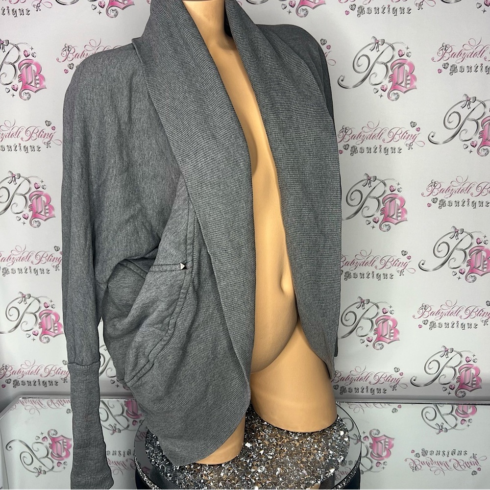 wilfred diderot cardigan grey studded open comfy blanket style wrap sweater cozy